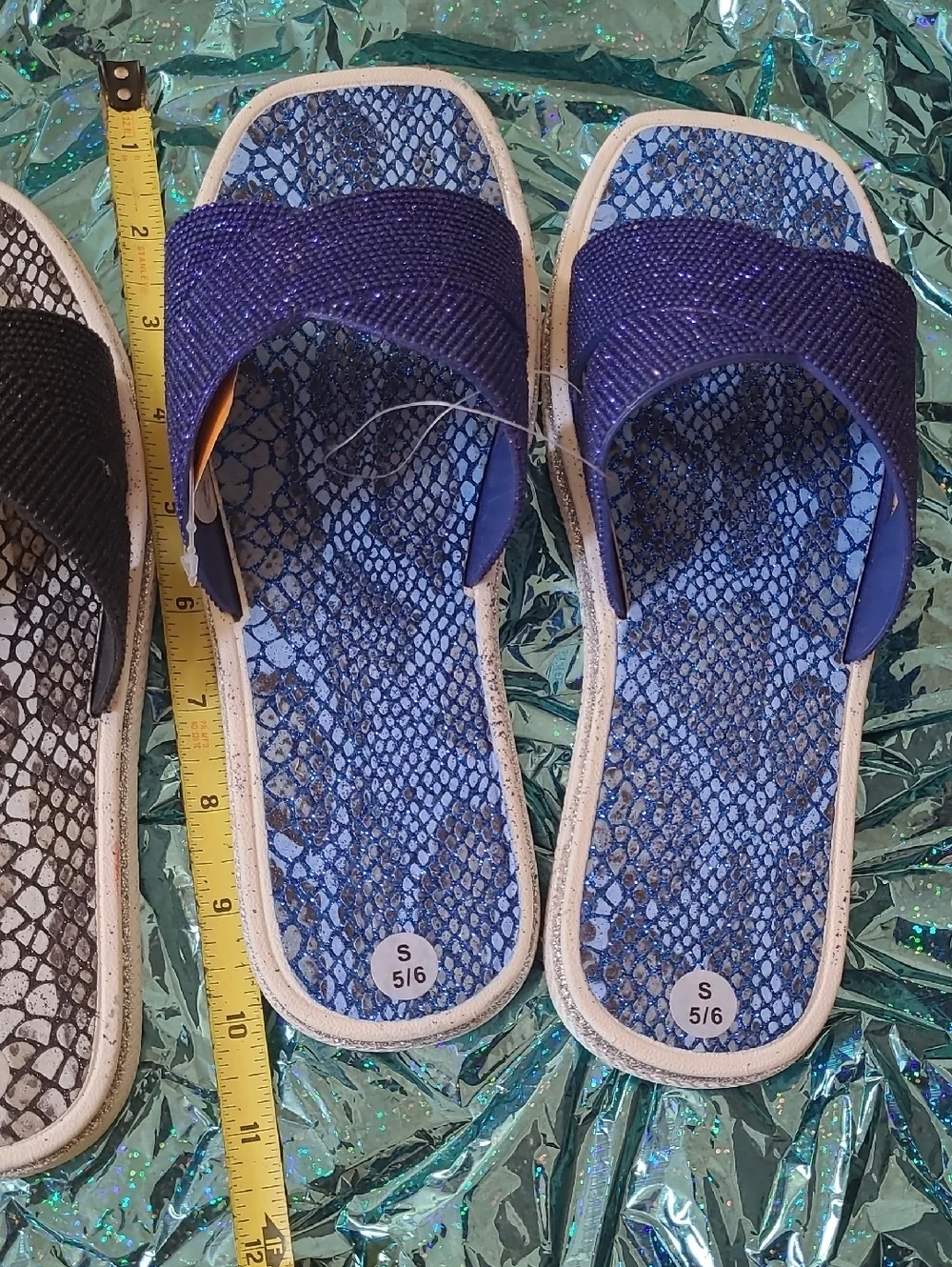 Women's Slide Sandals with Sparkle Strap - Bundle